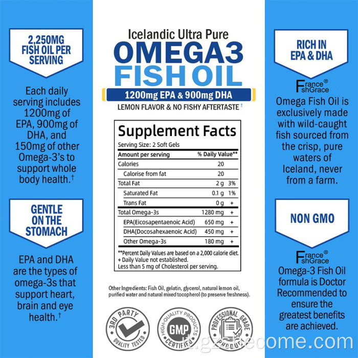 Omega 3 Softgels Integratori di olio di pesce per la salute del cuore